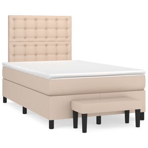 vidaXL Boxspring posteľ+matrac, kapuč&iacute;nov&aacute; 120x190cm, umel&aacute; koža