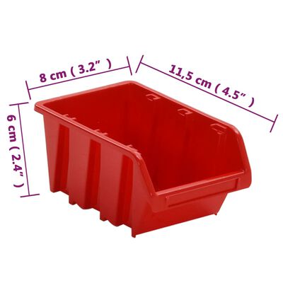 vidaXL 35-dielna súprava políc do dielne červená a čierna 77x39cm PP