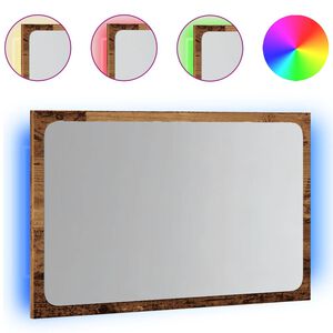 vidaXL K&uacute;peľňov&eacute; zrkadlo s LED svetlom star&eacute; drevo 60x8,5x38 cm