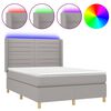 vidaXL Posteľ boxsping s matracom a LED bledosiv&aacute; 140x200 cm l&aacute;tka