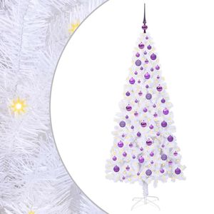 vidaXL Umel&yacute; vianočn&yacute; stromček s 300 LED-i Biela 180 cm PVC a oceľ