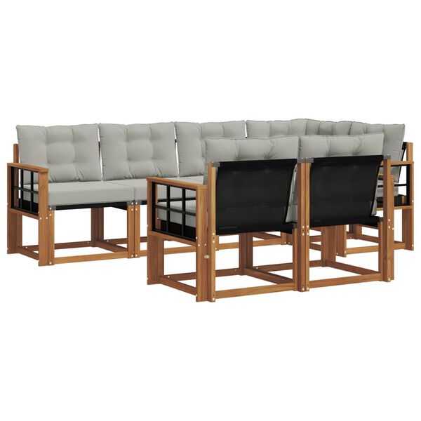 vidaXL Z&aacute;hradn&aacute; s&uacute;prava gaučov s vank&uacute;&scaron;om 7 pcs Pr&iacute;rodn&aacute; a svetlosiv&aacute;