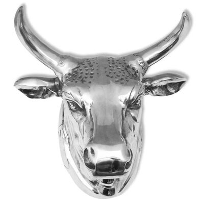 vidaXL Nástenná dekorácia kravskej hlavy, hliníková, strieborná