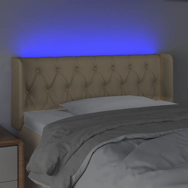 vidaXL Čelo postele s LED kr&eacute;mov&eacute; 93x16x78/88 cm l&aacute;tka