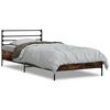 vidaXL Posteľn&yacute; r&aacute;m dymov&yacute; dub 90x190 cm kompozitn&eacute; drevo a kov
