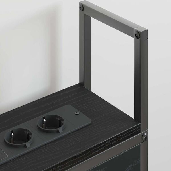 vidaXL &Uacute;ložn&aacute; čelľadka s nab&iacute;jacou stanicou s poličkou Čierny dub