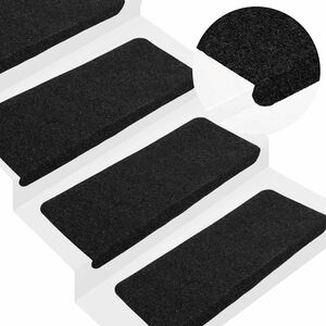 vidaXL Samolepiace n&aacute;&scaron;ľapy na schody 15 ks 65x24,5x3,5 cm čierne