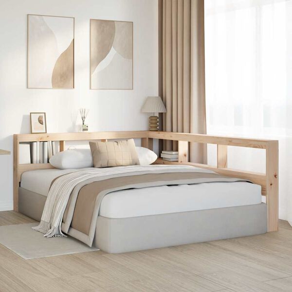 VidaXL Knižnica čelo v tvare L 135 cm mas&iacute;vna borovica