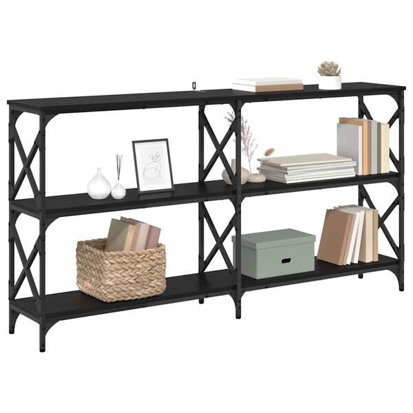 vidaXL Konzolov&yacute; st&ocirc;l Čierny dub 156 x 28 x 80,5 cm Kompozitn&eacute; drevo