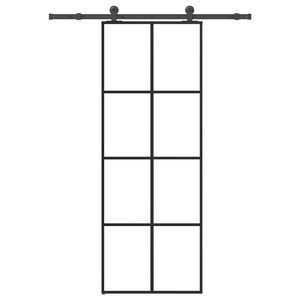 vidaXL Posuvn&eacute; dvere s kovan&iacute;m 76x205 cm ESG sklo a hlin&iacute;k