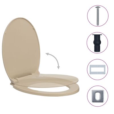 vidaXL WC sedadlo, pomalé sklápanie, rýchloupínacie, béžové, oválne