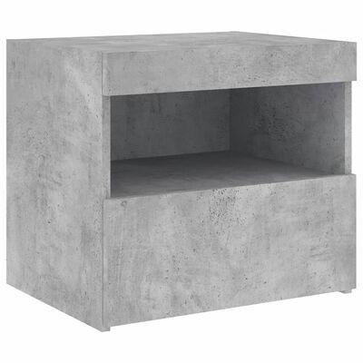 vidaXL Nočný stolík s LED svetlami betónovo sivý 50x40x45 cm