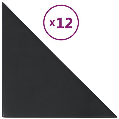 vidaXL Nástenné panely 12 ks čierne 30x30 cm umelá koža 0,54 m²