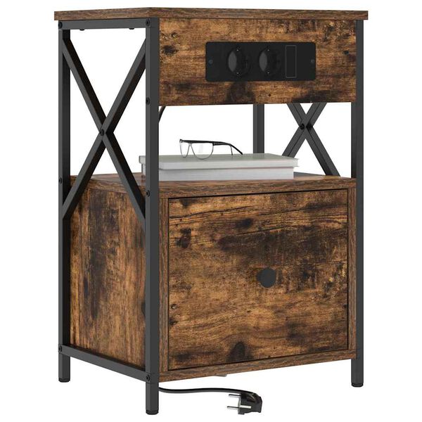 vidaXL Nočn&yacute; stol&iacute;k Dymov&aacute; dub 40 x 31 x 60 cm Kompozitn&eacute; drevo