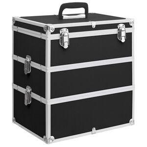vidaXL Kufr&iacute;k na make-up čierny 37x24x40 cm hlin&iacute;kov&yacute;