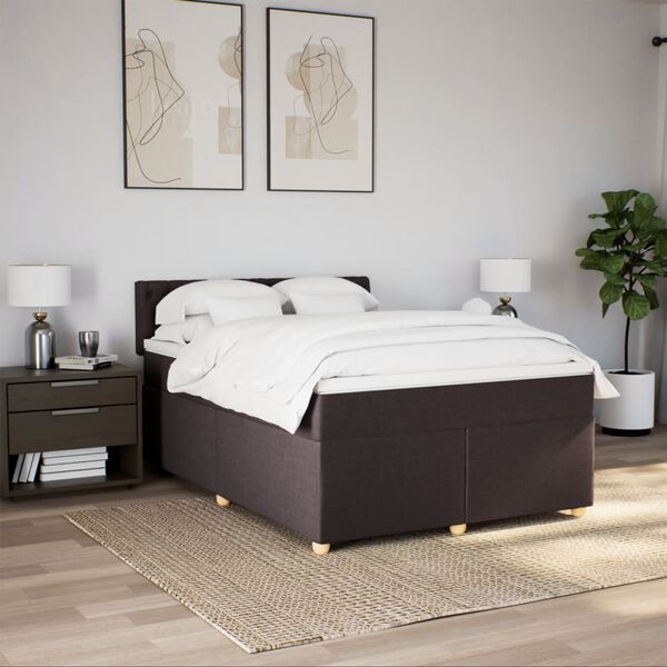 vidaXL Boxspring posteľ s matracom tmavohned&aacute; 140x200 cm l&aacute;tka