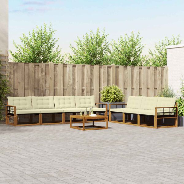 vidaXL Z&aacute;hradn&aacute; s&uacute;prava gaučov s vank&uacute;&scaron;om 8 pcs Pr&iacute;rodn&aacute; a kr&eacute;mov&aacute;