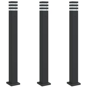 vidaXL Vonkaj&scaron;ie stojace lampy so z&aacute;suvkou 3 ks čierne 110 cm hlin&iacute;k
