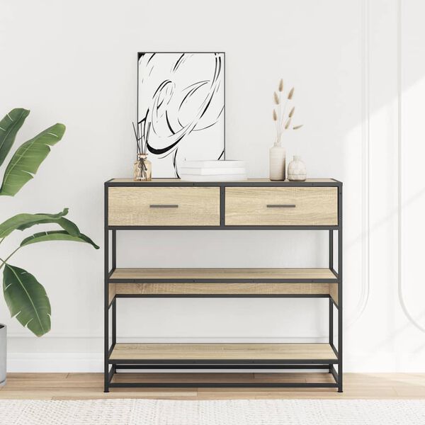 vidaXL Konzolový stolík dub sonoma 90x35x80 cm kompozitné drevo