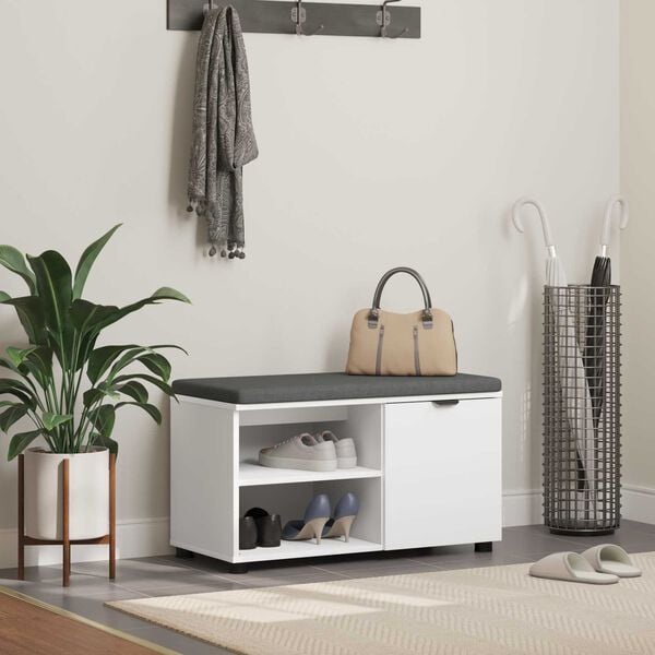 vidaXL Predsieňov&aacute; lavica s vank&uacute;&scaron;om s poličkou Biely 80 x 38 x 46 cm