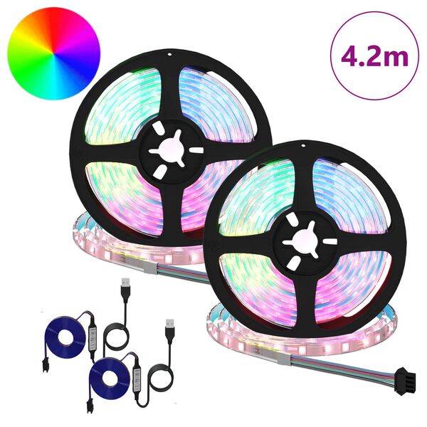 vidaXL LED p&aacute;s 4 pcs Čierna a priehľadn&aacute; 210 x 0,8 x 0,3 cm