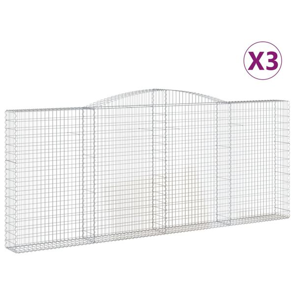 vidaXL Oblúkové gabiónové koše 3ks 400x30x160/180cm pozinkované železo