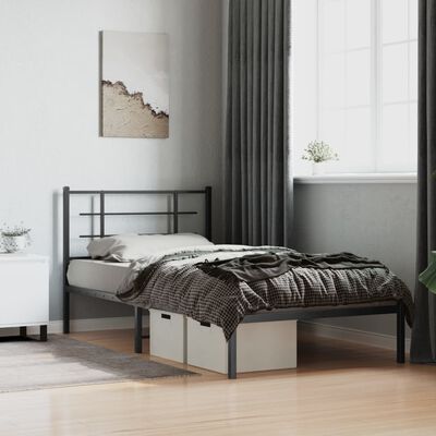 vidaXL Kovový rám postele s čelom čierny 100x200 cm