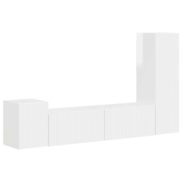 vidaXL Zostava TV skriniek 4 pcs Vysok&yacute; lesk bielej Kompozitn&eacute; drevo