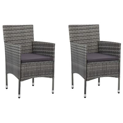 vidaXL Záhradné jedálenské stoličky 2 ks sivé polyratanové