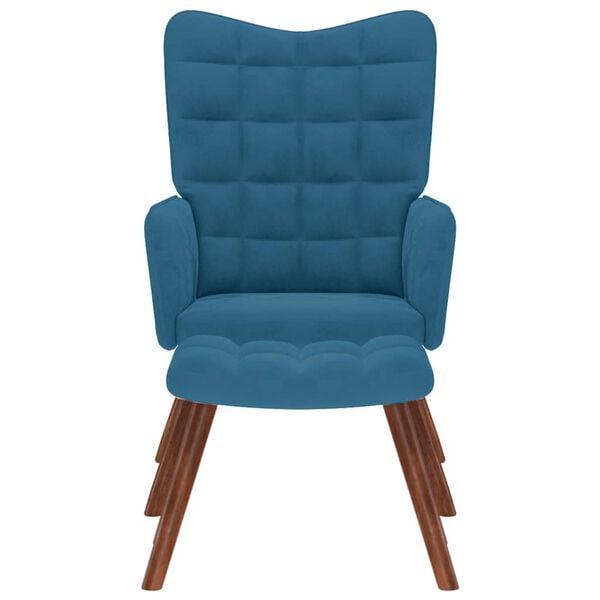 vidaXL Relaxačn&eacute; kreslo s podnožkou modr&eacute; zamat