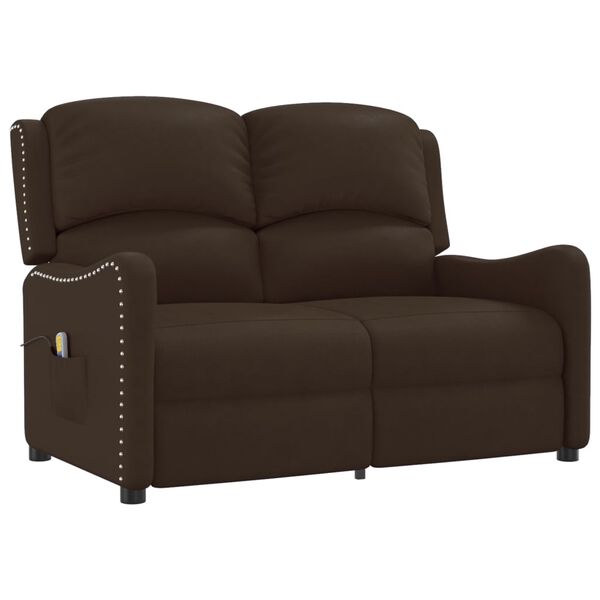 vidaXL 2-miestne sklápacie masážne kreslo, hnedé, lesklá umelá koža