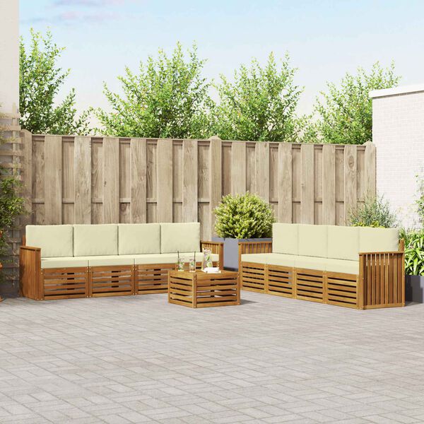 vidaXL S&uacute;pravy pohoviek 9 pcs Pr&iacute;rodn&aacute; a kr&eacute;mov&aacute; Pevn&eacute; ak&aacute;ciov&eacute; drevo