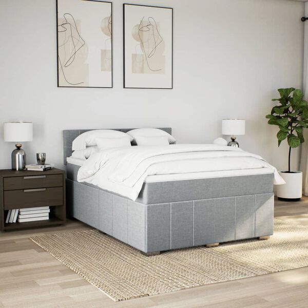 vidaXL Boxspring posteľ s matracom svetlosiv&aacute; 100x200 cm l&aacute;tka