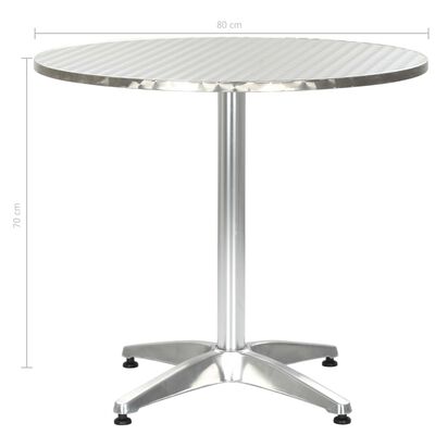 vidaXL Záhradný stôl, strieborný 80x70 cm, hliník