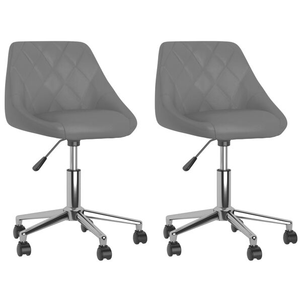 vidaXL Otočn&eacute; jed&aacute;lensk&eacute; stoličky 2 ks siv&eacute; umel&aacute; koža