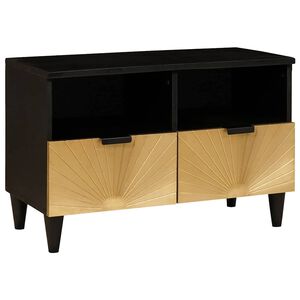 vidaXL TV skrinka Čierna a zlat&aacute; 70 x 33 x 46 cm Kompozitn&eacute; drevo