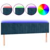 vidaXL Čelo postele s LED tmavomodr&eacute; 180x5x78/88 cm zamat