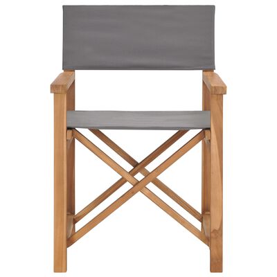 vidaXL Režisérska stolička, tíkový masív, sivá