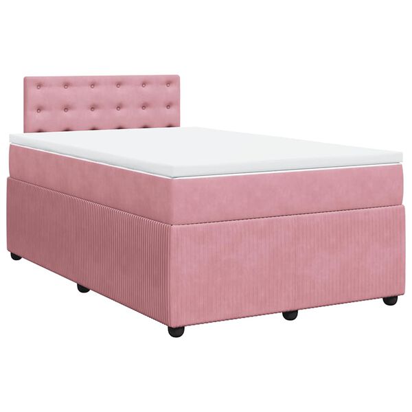 vidaXL Boxspring posteľ s matracom, ružov&aacute; 120x190 cm, zamat