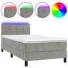vidaXL Posteľ boxsping s matracom a LED bledosiv&aacute; 90x200 cm zamat
