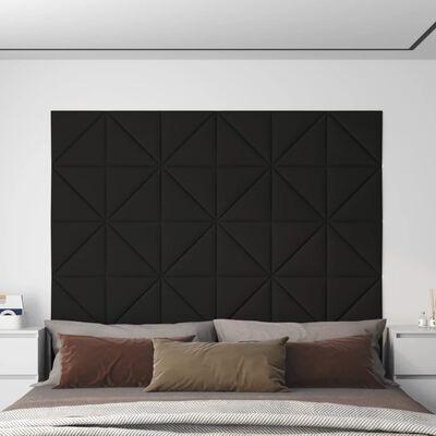 vidaXL Nástenné panely 12 ks čierne 30x30 cm látkové 0,54 m²