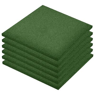 vidaXL Protipádové dlaždice 6 ks zelené 50x50x3 cm gumené