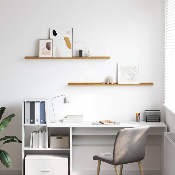 vidaXL Stenn&aacute; polica 2 pcs B&eacute;žov&aacute; 115 x 9 x 3 cm Kompozitn&eacute; drevo