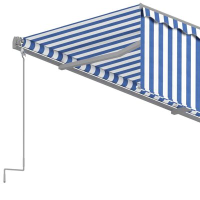 vidaXL Ručne zaťahovacia markíza s tienidlom 4x3 m modrá a biela