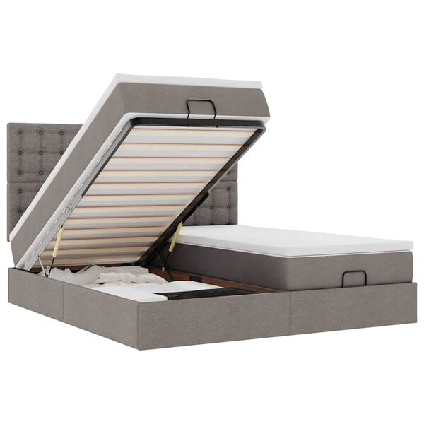 vidaXL Osmanský rám postele s matracmi sivohnedá 200x200 cm látka