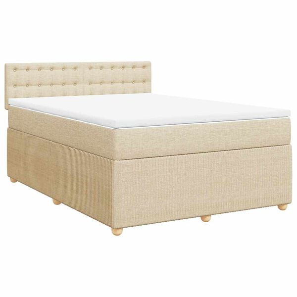 vidaXL Posteľn&yacute; r&aacute;m boxspring s matracom kr&eacute;mov&yacute; 160x200 cm l&aacute;tka
