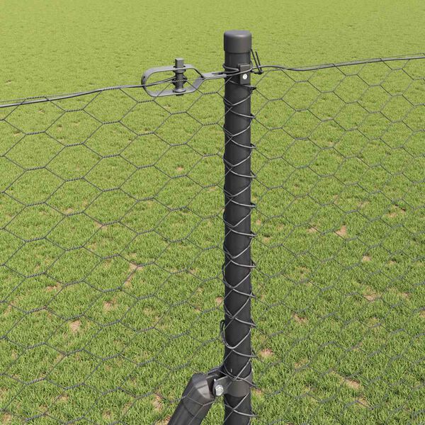 vidaXL Stĺp na plot. Siv&aacute; 25 x 1,6 m (36 mm sieťka) Ocel a PVC