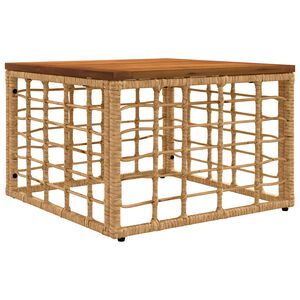vidaXL Z&aacute;hradn&yacute; st&ocirc;l Pr&iacute;rodn&aacute; 55 x 55 x 37 cm PE ratan a sklo