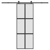 vidaXL Posuvn&eacute; dvere s kovan&iacute;m 76x205 cm tvrden&eacute; sklo a hlin&iacute;k &uacute;zke
