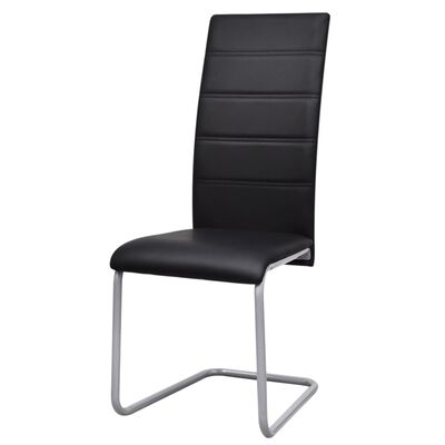 vidaXL Jedálenské stoličky, perová kostra 4 ks, čierne, umelá koža